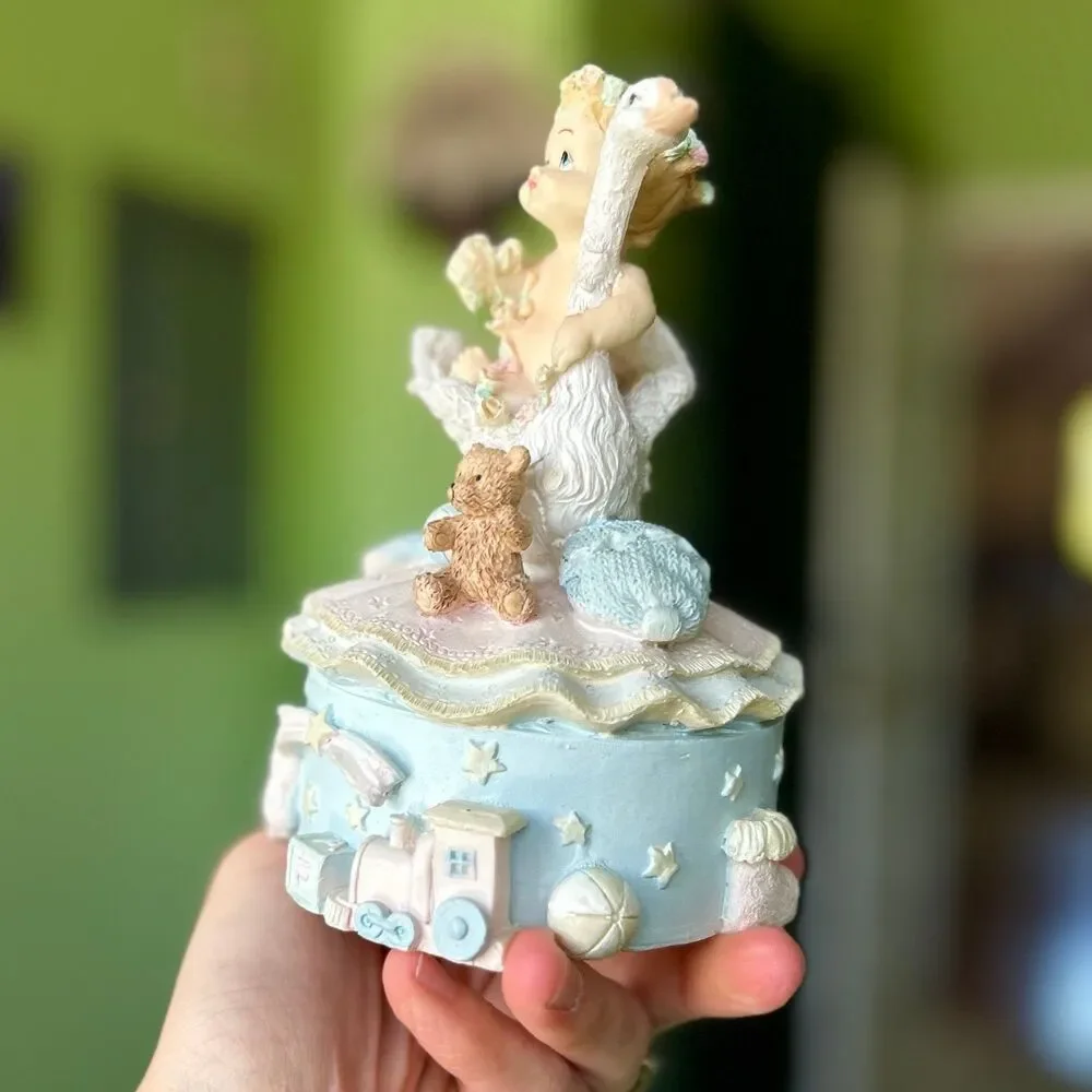 VTG 3D Baby + Swan Whimsical Dainty Figurine Textured Accent